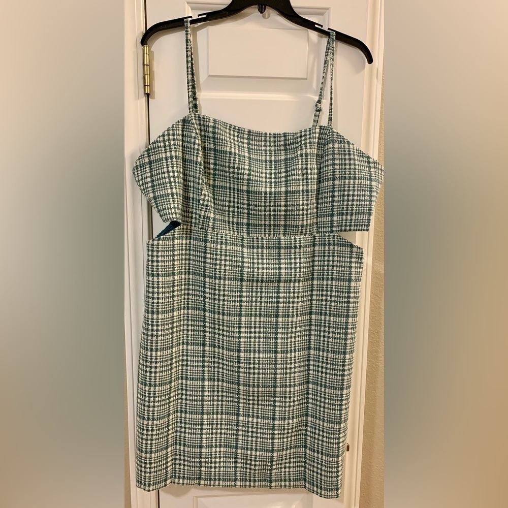 Forever 21 Plus Size Teal Tweed a-line Sheath Tunic Dress with midriff cutout